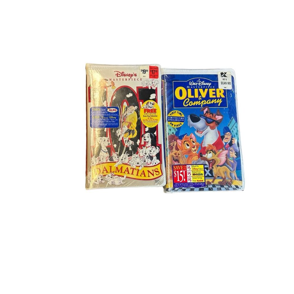 Sealed Walt Disney 101 Dalmatians and Oliver & Company VHS Classic Sealed